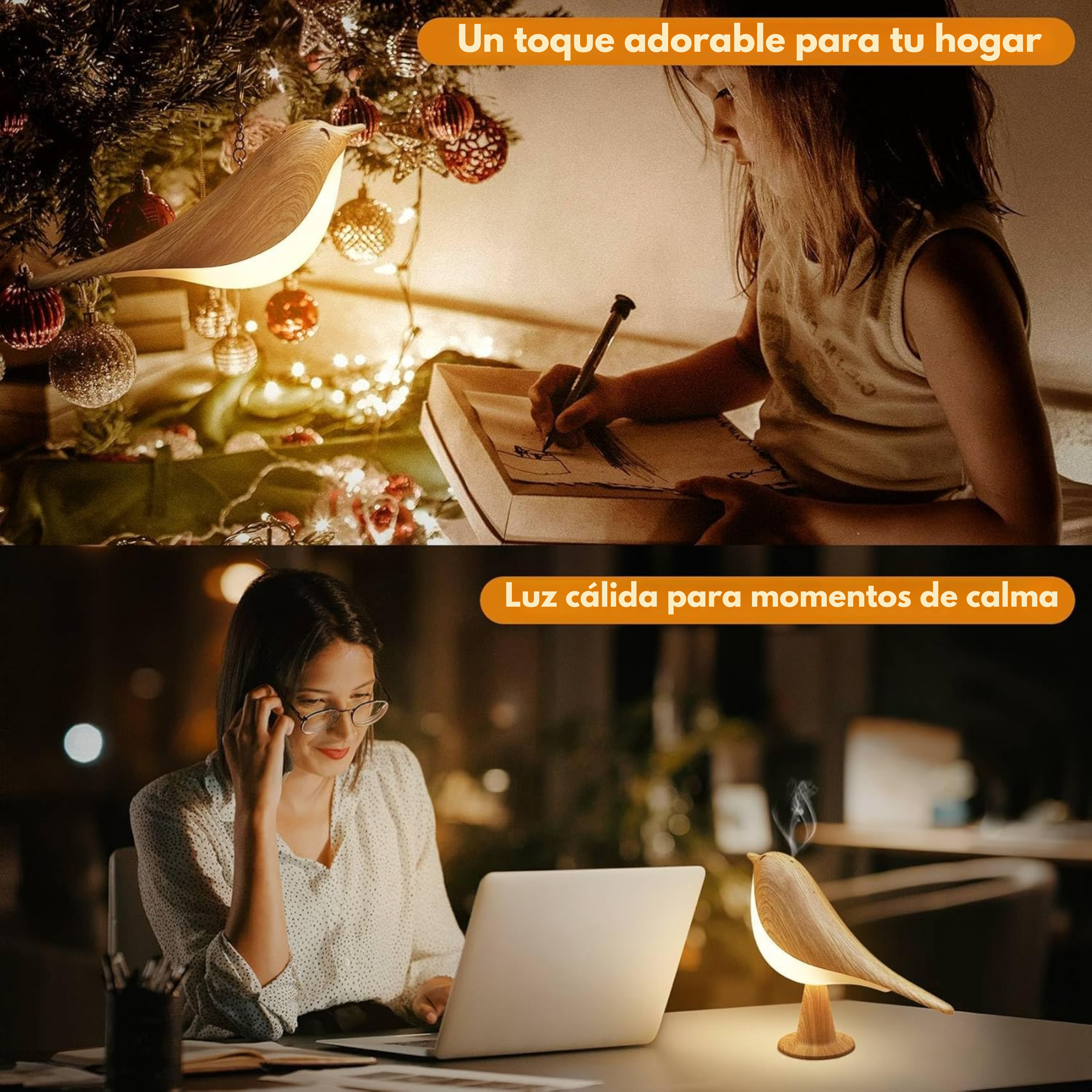 Lámpara LED con forma de pájaro y control táctil